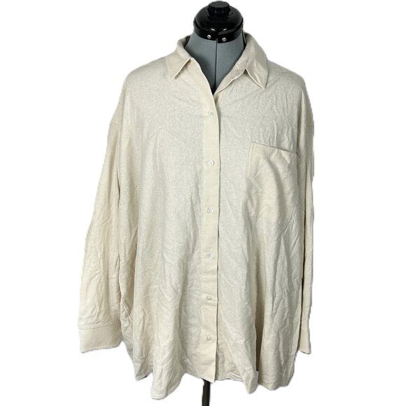 Jenni Kayne Tops - Jenni Kayne Relaxed Oversized Shirt Ivory Raw Silk Boyfriend XL